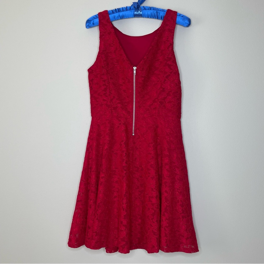 Speechless Red Lace Fit and Flare Sleeveless Mini Dress - Picture 6 of 7